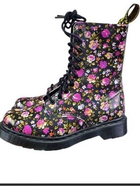 Dr Marten Floral Lace-Up Combat Boots